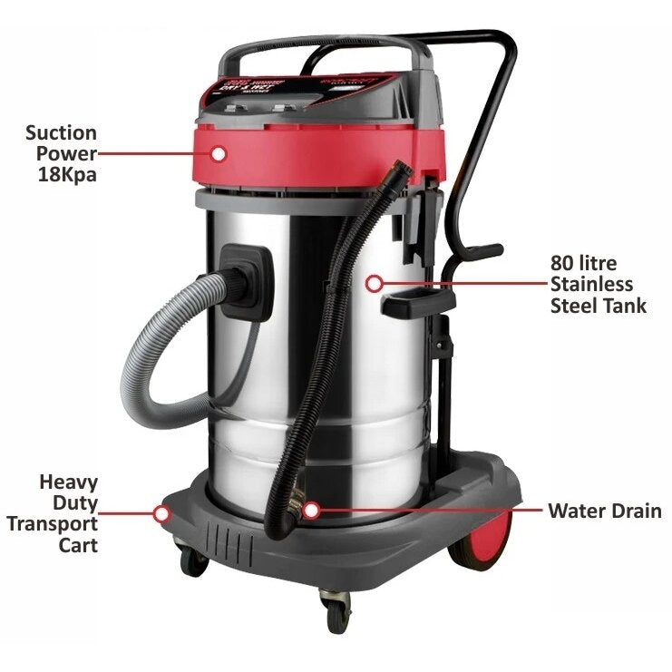 Sausais un slapjais putekļsūcējs WORCRAFT 80 l, 3000 W