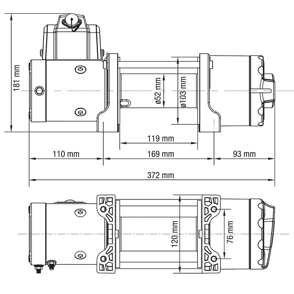 Elektriskā vinča 12V 4500LBS/2040KG (Sintētiskā virve)
