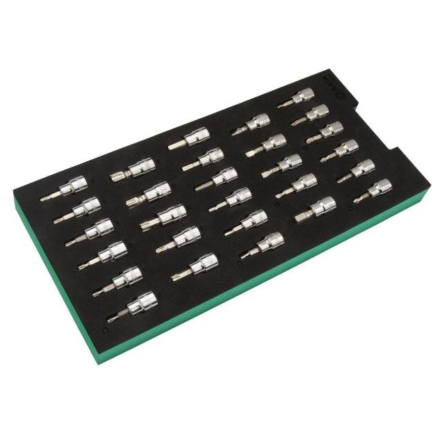 Paplāte. 3/8 collu uzgaļu uzgaļu komplekts, 28 gab. (pl./PH/PZ/HEX/Torx)
