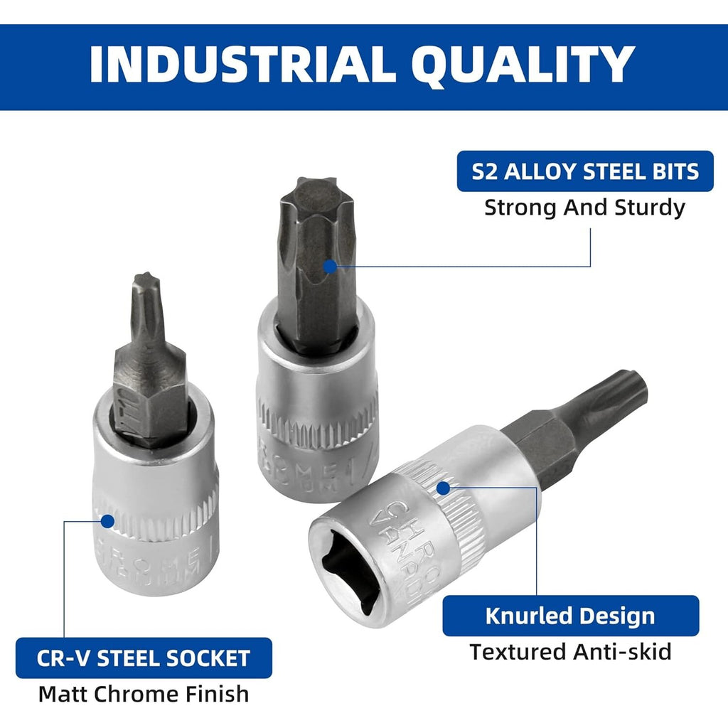 3/8 collu TORX uzgaļu komplekts, 9 gab., T-10-T-60