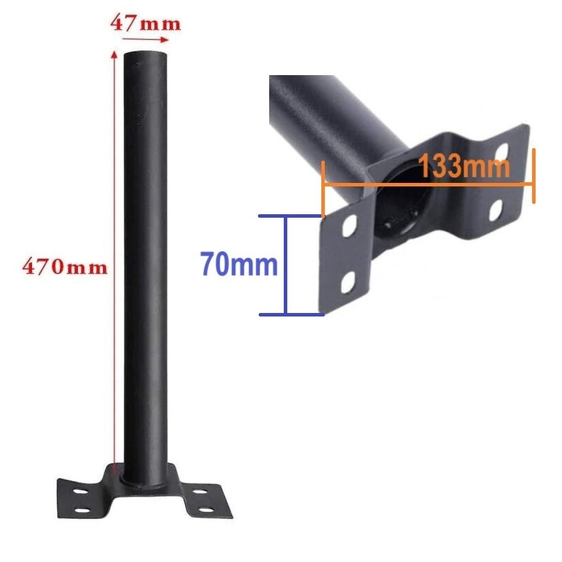 Montāžas metāla galva Ø47mm ielu apgaismojumam 500mm