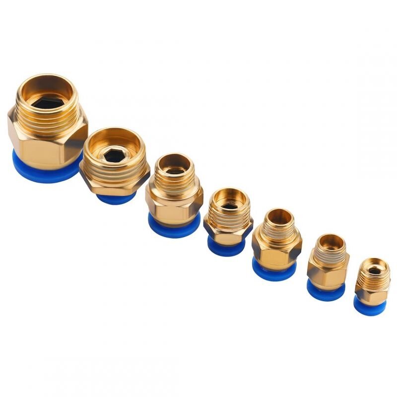 Vītņoto pneimatisko ātrsavienotāju komplekts (4–16 mm) (1/8" + 1/4" + 1/2") 72 gab.