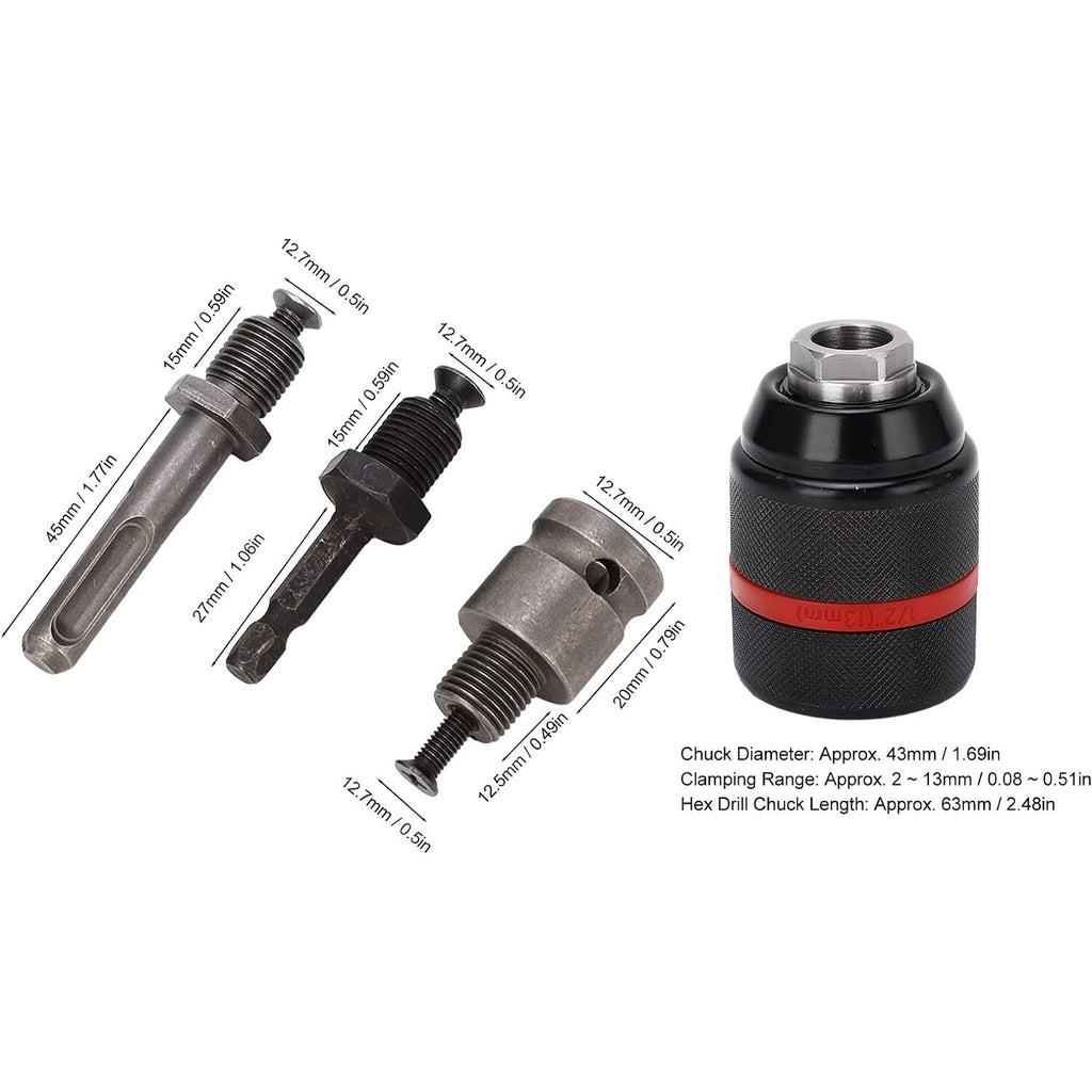 Urbšanas patrona 1/2'' Ø2-13mm ar adapteriem 4 gab.