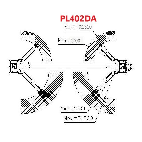 Divu balstu grīdas pacēlājs 4t, 380V (3 posmu aizmugurējās sviras)
