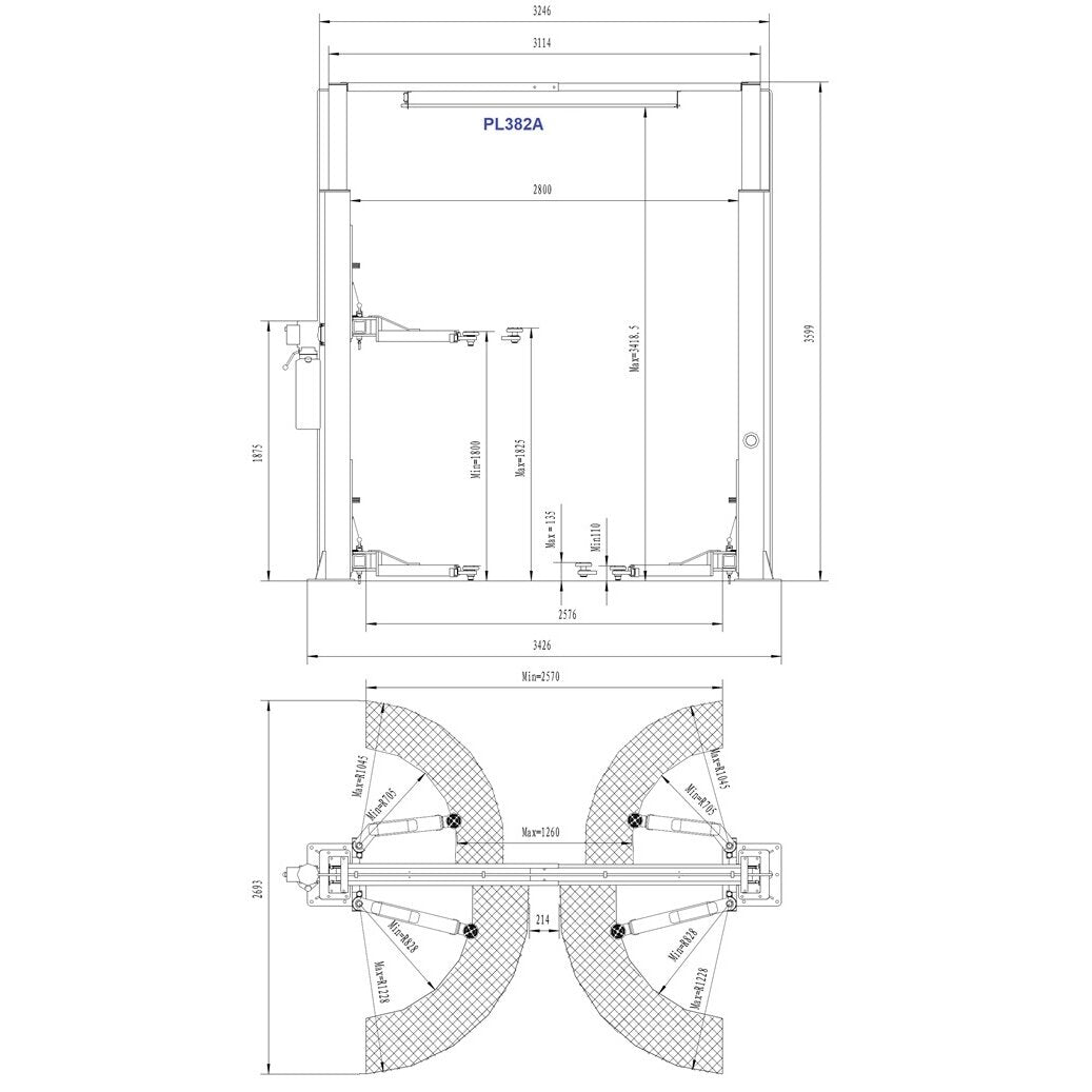 Clearfloor divu statņu pacēlājs, 4,0 t