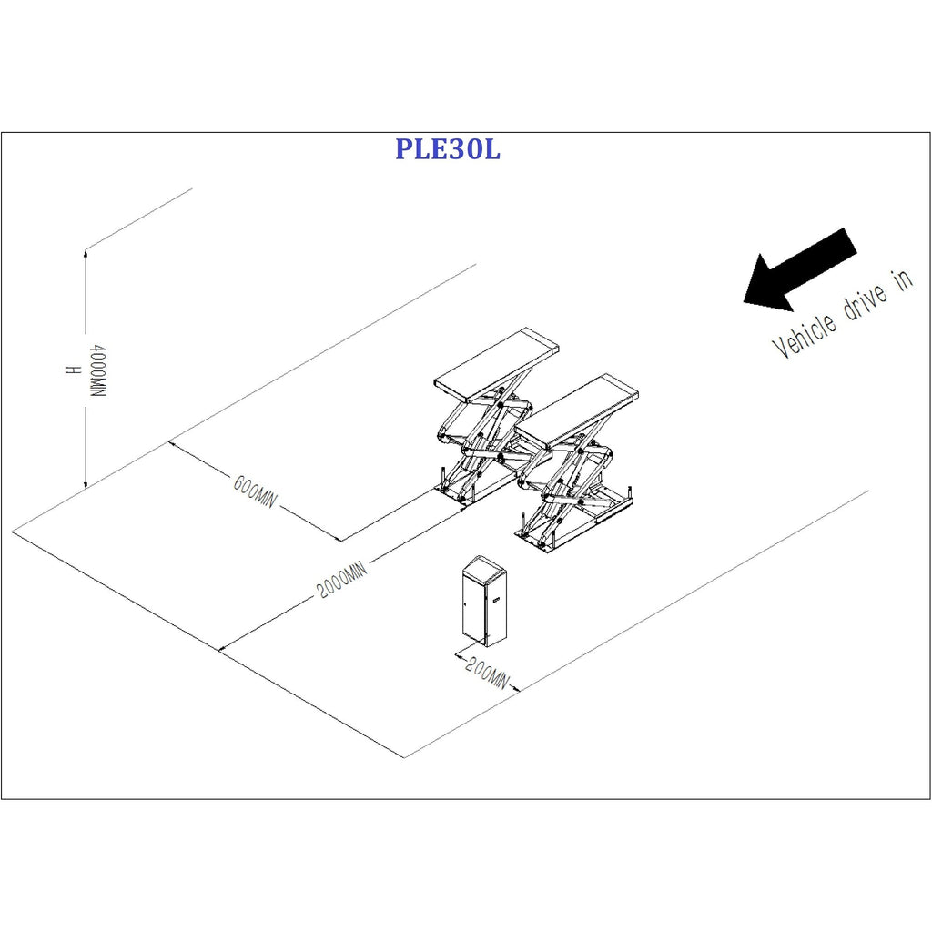 Pazemes šķērveida hidrauliskais pacēlājs, 3t, 380V