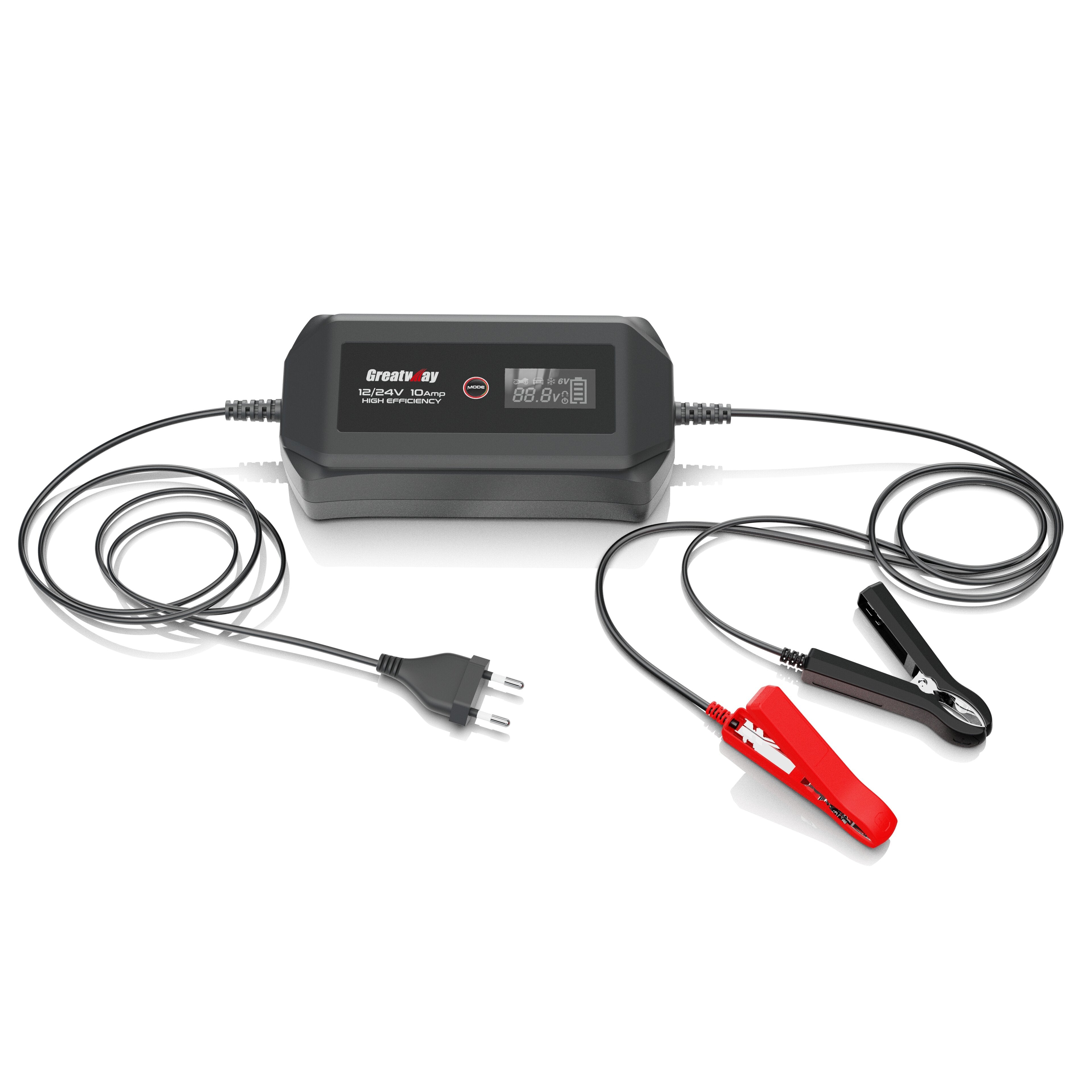 Akumulatora lādētājs ar LCD displeju, 12/24 V, 10 A, 240 Ah