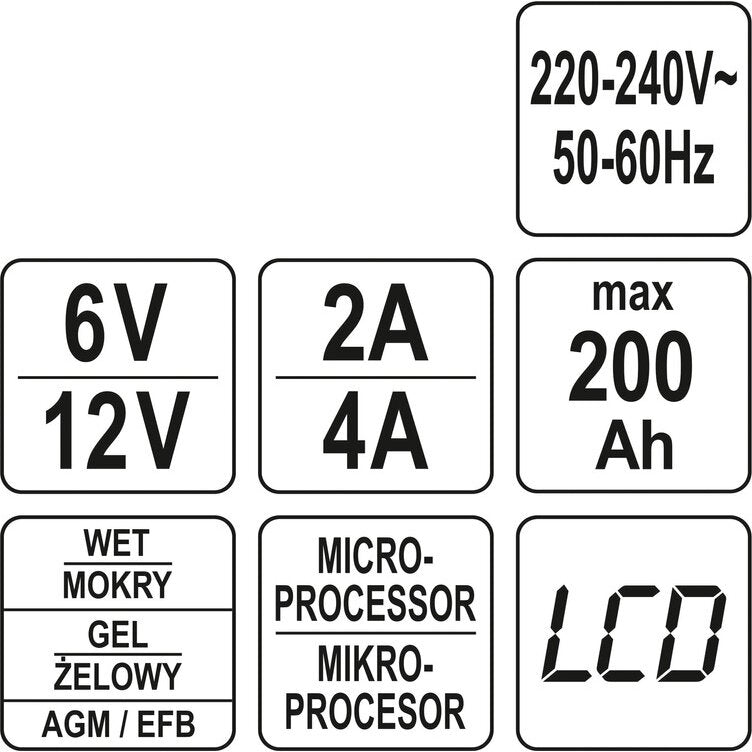 Elektroniskais akumulatora lādētājs 6/12V 2/4A 200Ah