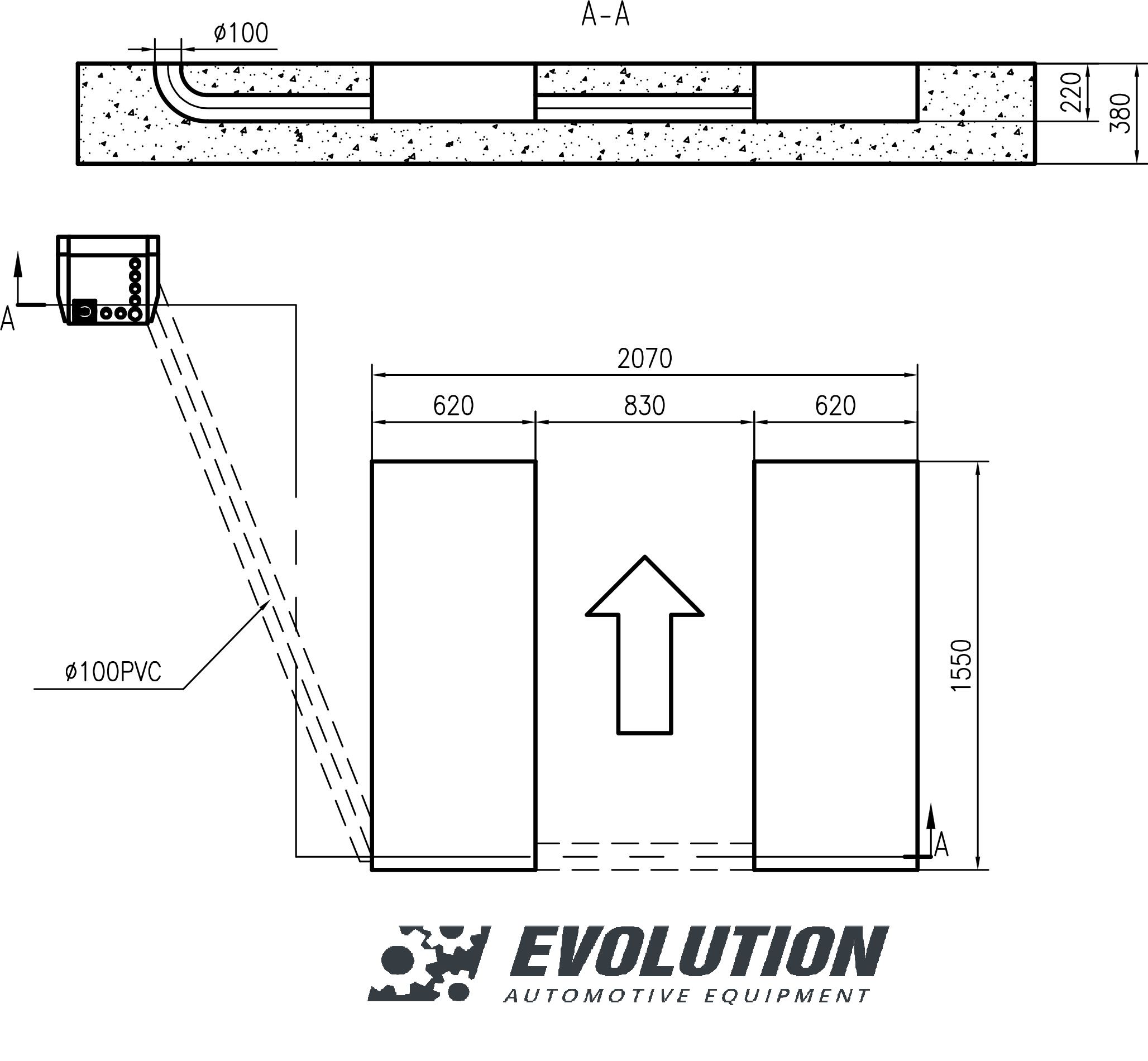 Šķērveida pacēlājs EVOLUTION S35-IN 3.5T dziļā versija