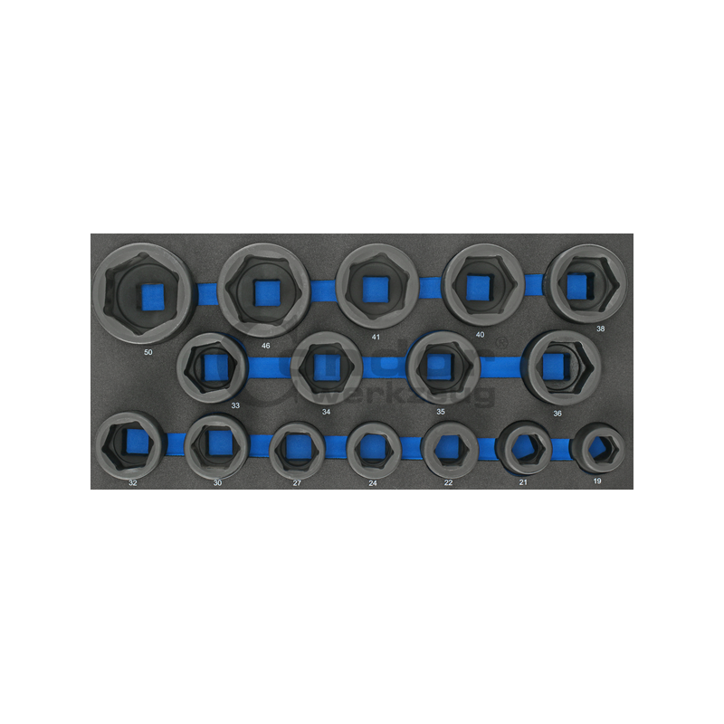 Trieciengalvu komplekts 3/4" (19-50 mm) ar koferi ratiņiem