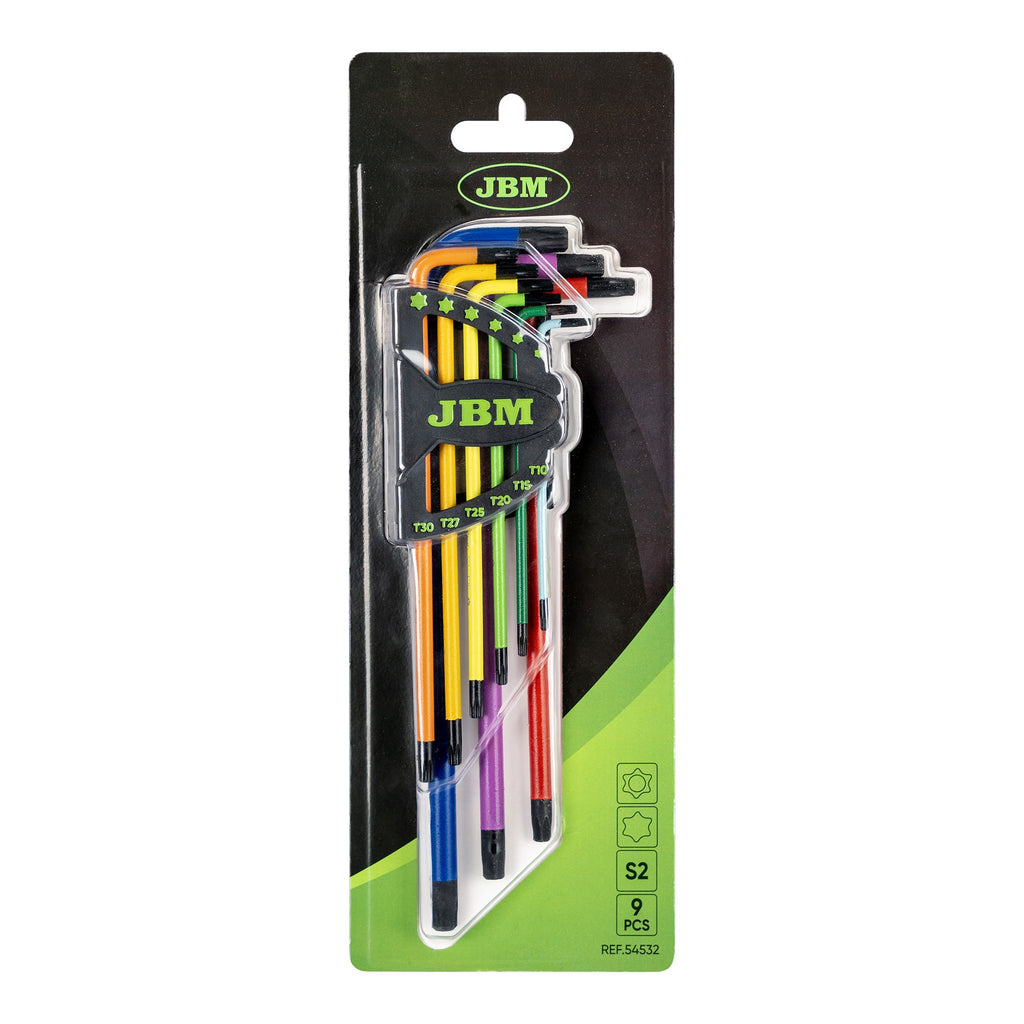 L-veida krāsainu, pagarinātu TORX atslēgu komplekts JBM 54532