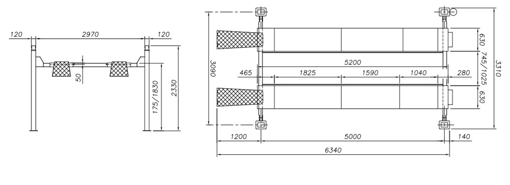 4 statņu pacēlājs 4000 kg riteņu savirzei WERTHER/400V