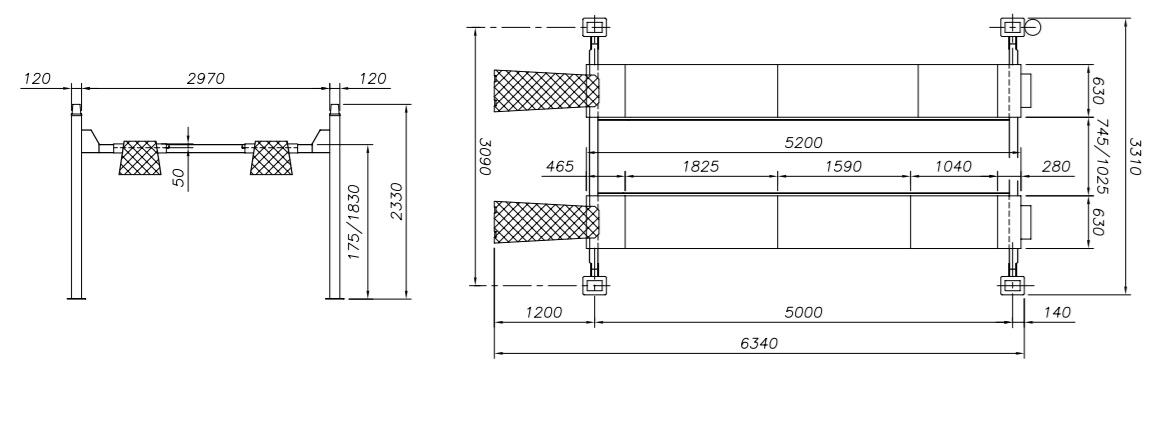 4 statņu pacēlājs 4000 kg riteņu savirzei WERTHER/400V