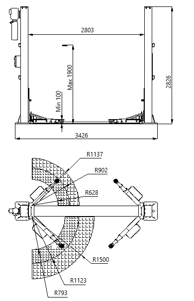 EVO-40E divu statņu pacēlāja 4000 kg EVOLUTION/230/400V kopija