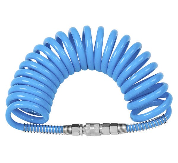 Pneimatiskā spirālveida šļūtene ar uzgaļiem 12x8mm 5m 05-01-43