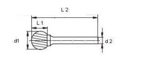 Rotacinė freza 12 × 56 mm „KUD“ S6 A-MD78712656