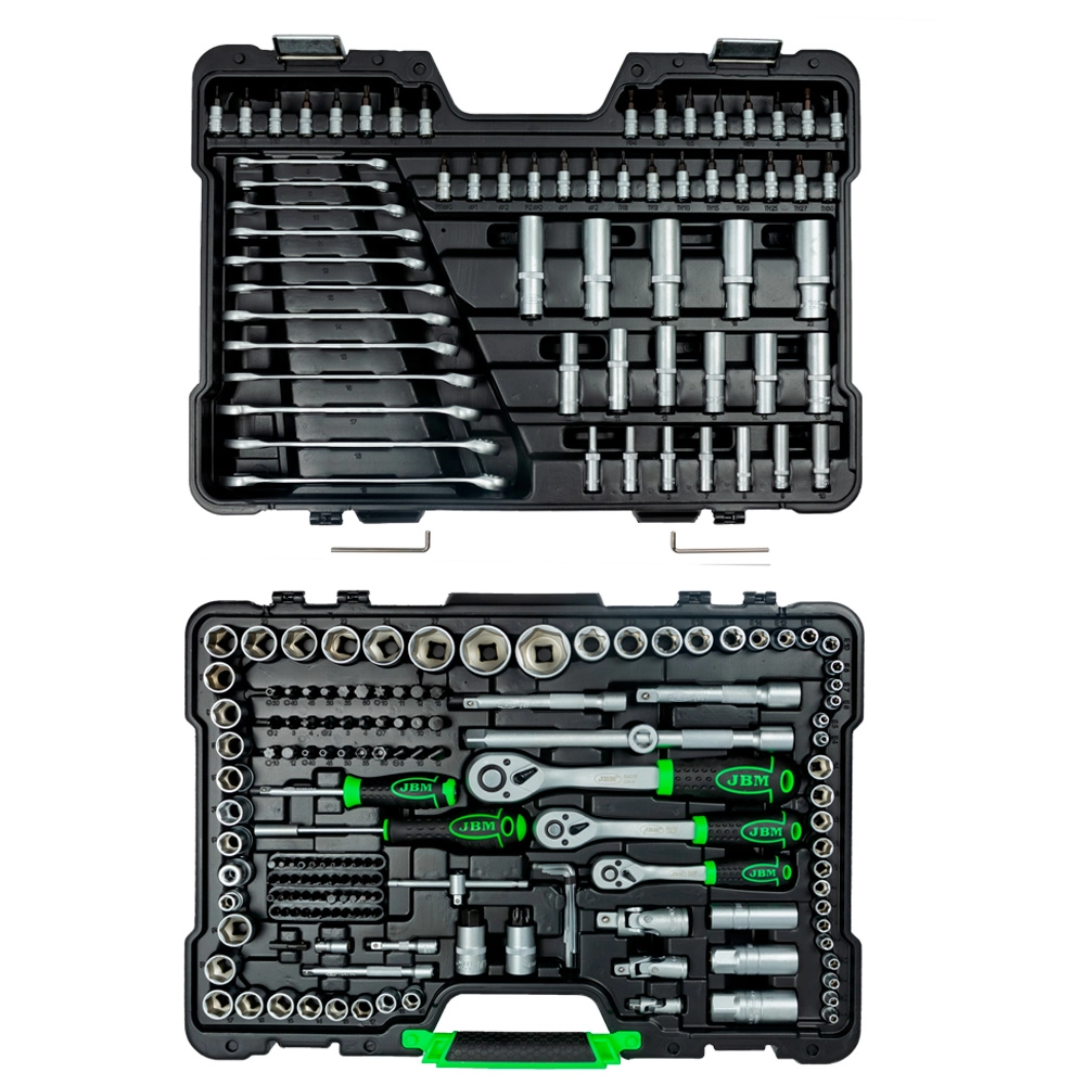 Instrumentu komplekts 1/2", 1/4", 3/8" + uzgriežņu atslēgu komplekts Cr, 216 gab. JBM 54034