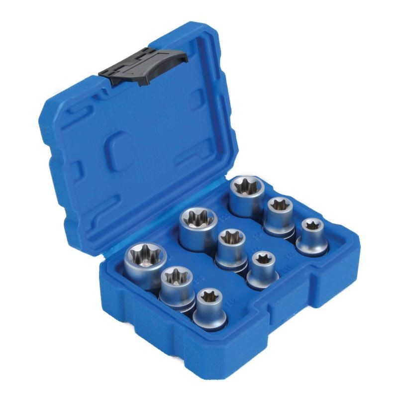 9 gab. uzgaļu komplekts 1/2" Star E Torx Star tips S-SE912