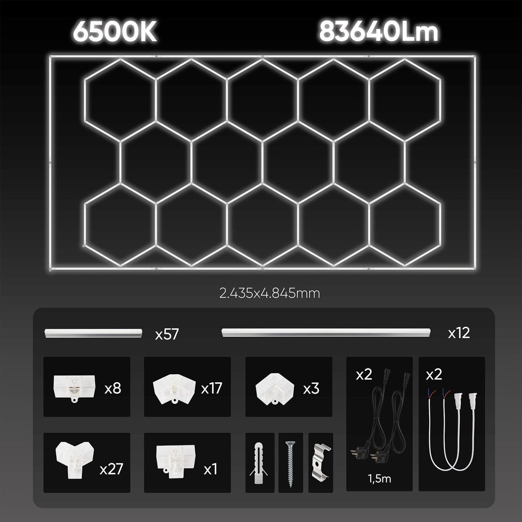 Sešstūra LED griestu lampu komplekts 615W 54805