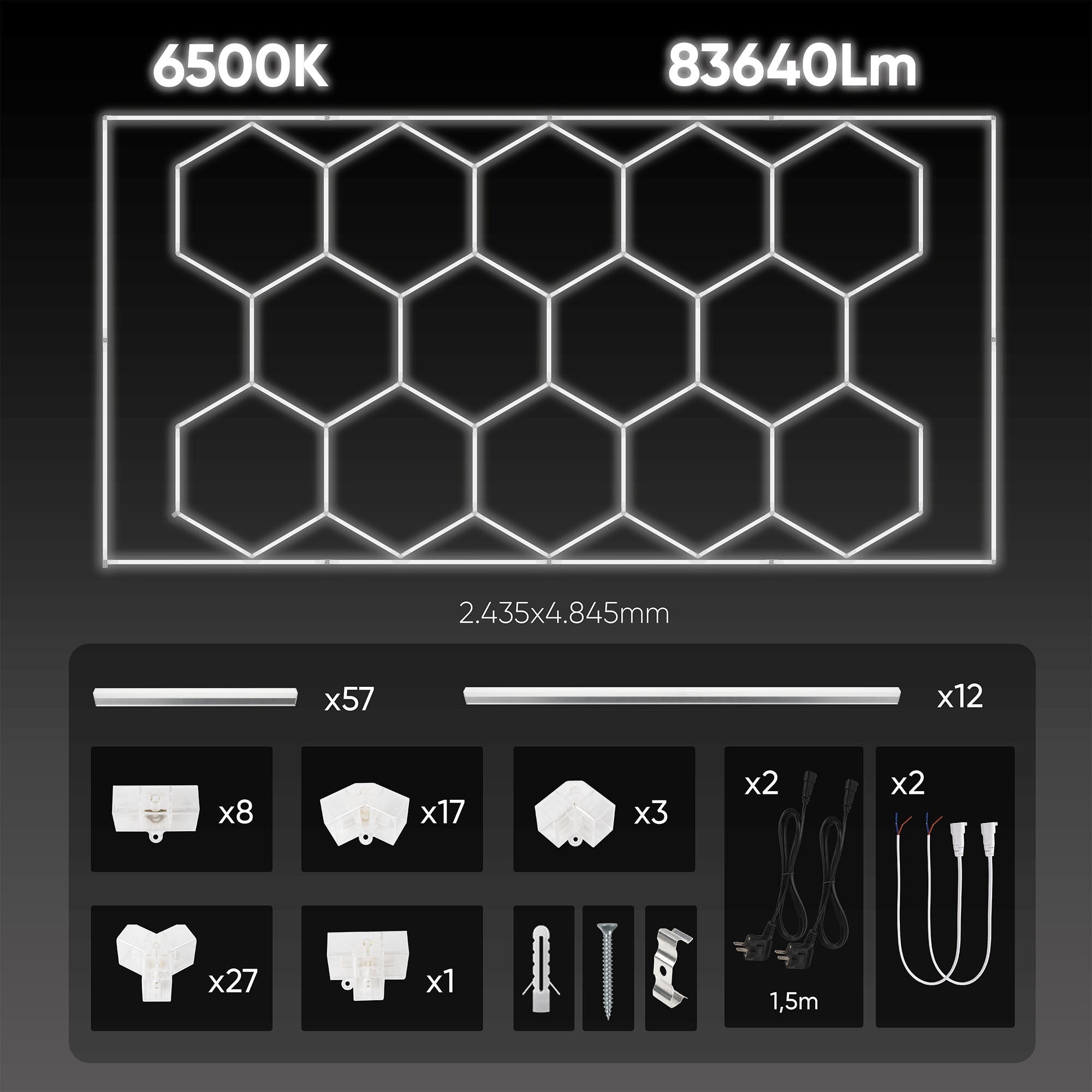 Sešstūra LED griestu lampu komplekts 615W 54805