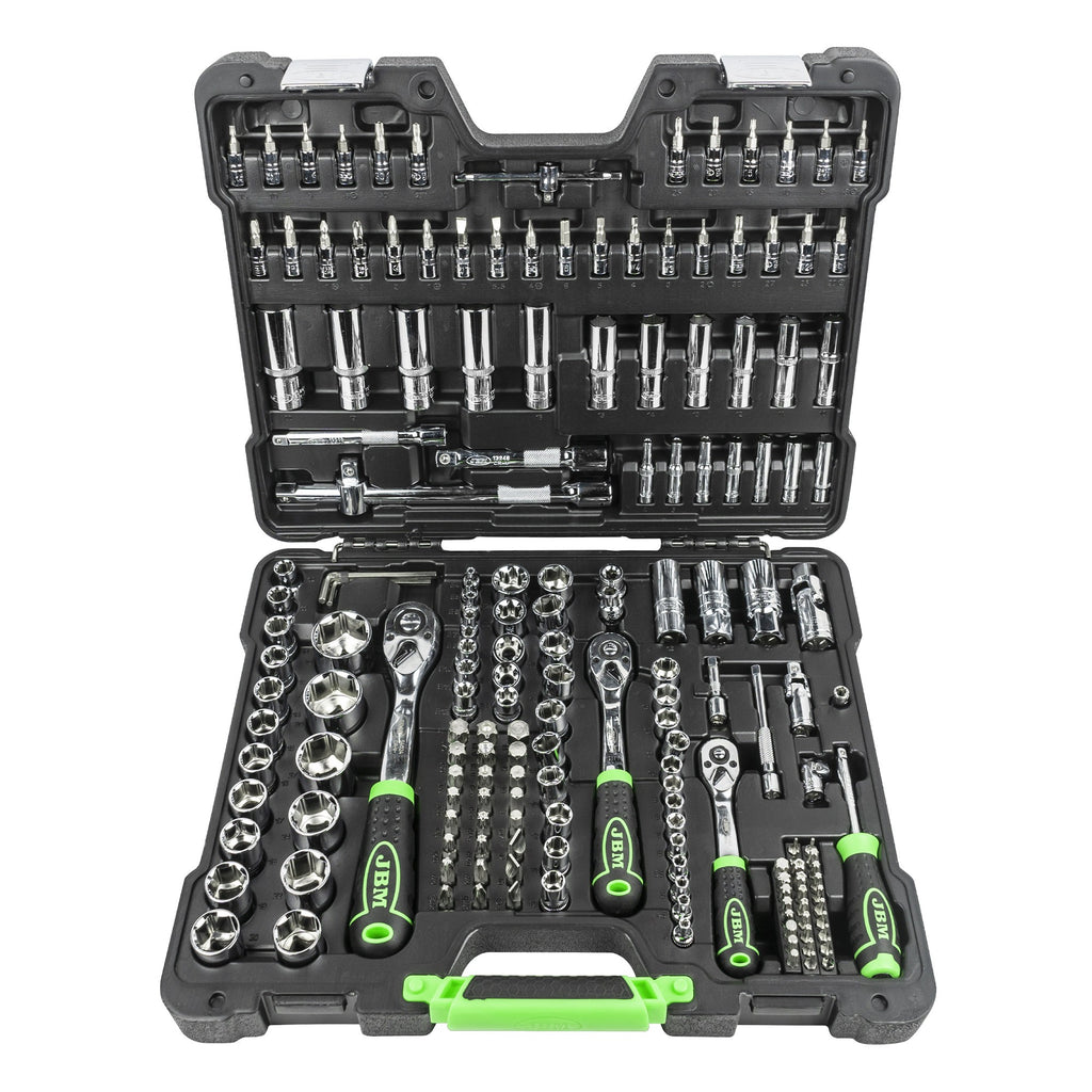 54046 179 daļu instrumentu komplekts ar hromētām sešstūra galvām