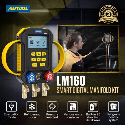 AUTOOL LM160 digitālais mērītājs gaisa kondicionēšanas sistēmas diagnostikai