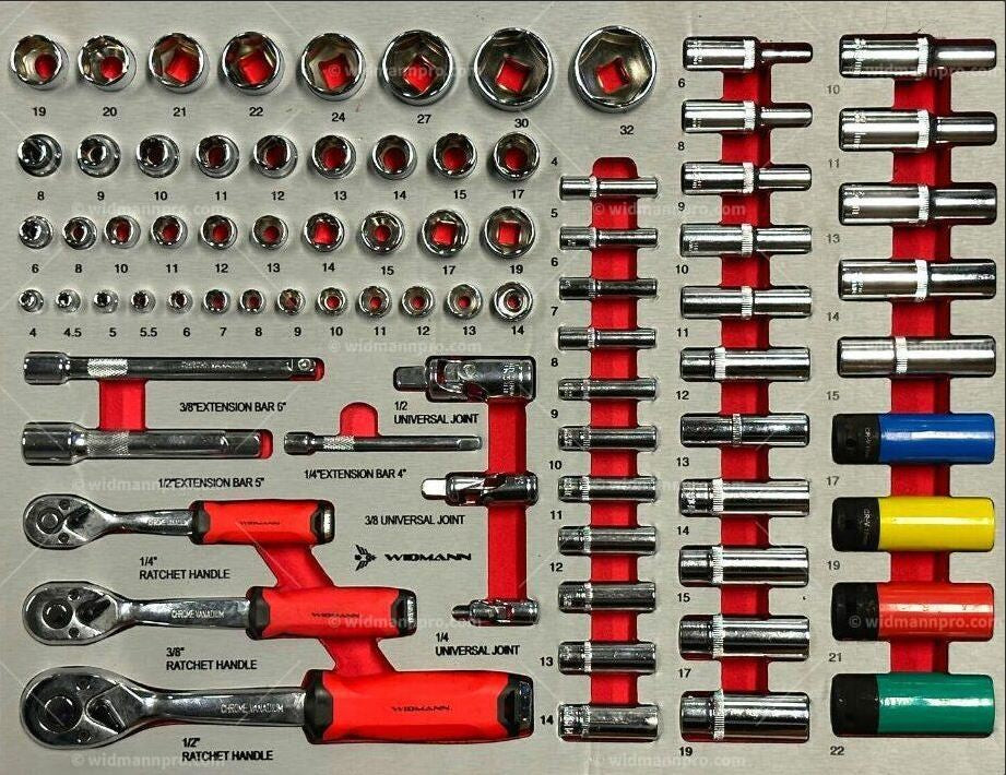 WIDMANN PRO - instrumentu ratiņi ar 7 atvilktnēm un 7 pilniem 241 gab. TP8-BK