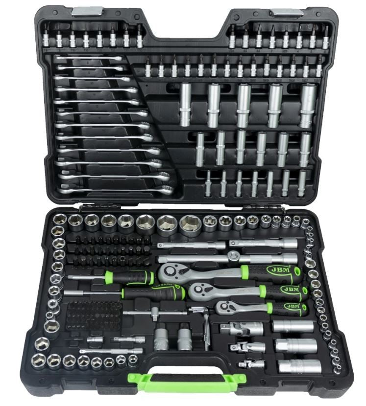 Instrumentu komplekts 1/2", 1/4", 3/8" + uzgriežņu atslēgu komplekts Cr, 216 gab. JBM 54034