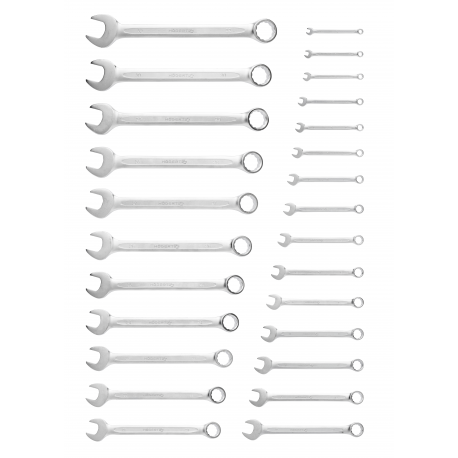 Kombinēto uzgriežņu atslēgu komplekts, pulēts / 6-23 mm / 25 gabali