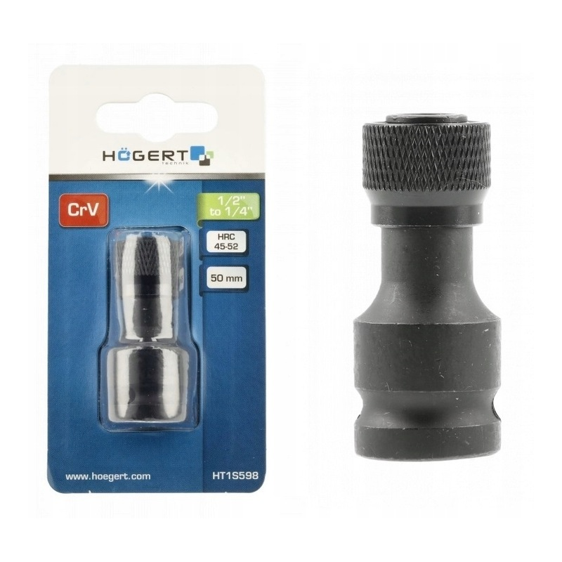Adapteris no 1/2 collu kvadrātveida uz 1/4 collu sešstūra uzgaļiem HT1S598