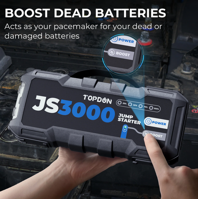 JumpSurge3000 akumulatora palaišanas starteris un ārējais akumulators