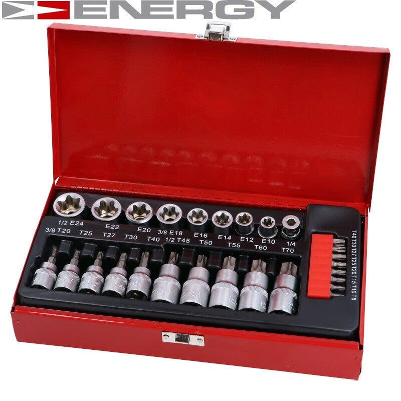 27 gab. 3/8 collu 1/2 collu TORX un E-veida uzgriežņu atslēgu komplekts NE00192