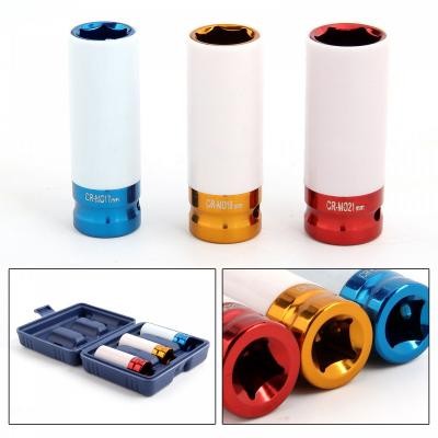 Plānsienu triecienuzmavu komplekts ar aizsardzību 1/2" / 17,19, 21mm