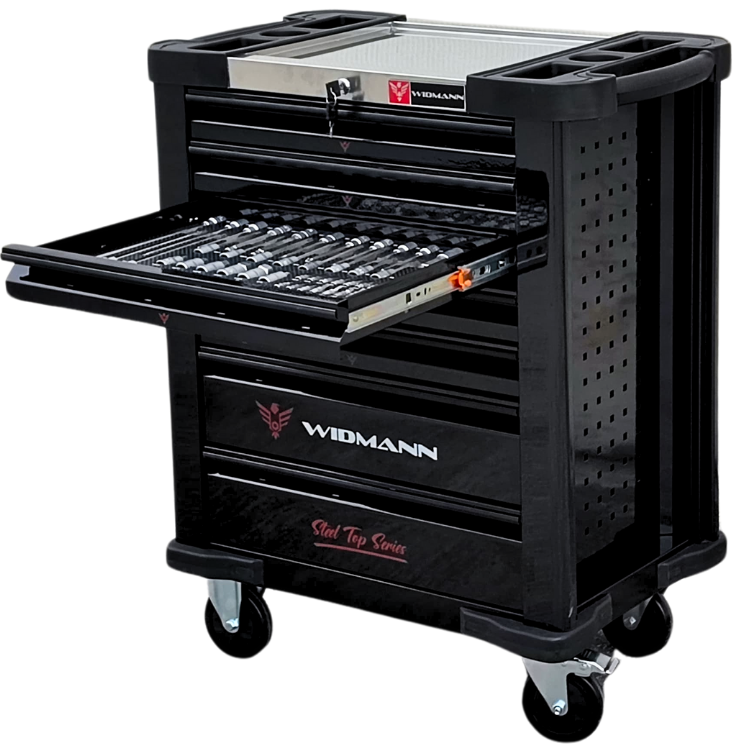 WIDMANN instrumentu ratiņi – 7 atvilktnes ar 6 komplektiem, 272 gab. WM-ST-6BK