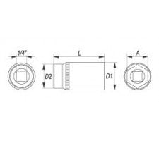 Garā sešstūra uzgalis 1/4"10mm