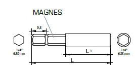 Magnētiskais uzgaļu turētājs 1/4″ Hex, 150 mm (A-BITH150)