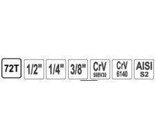 Instrumentu komplekts 1/2"+ 3/8" + 1/4" / 216 gab.