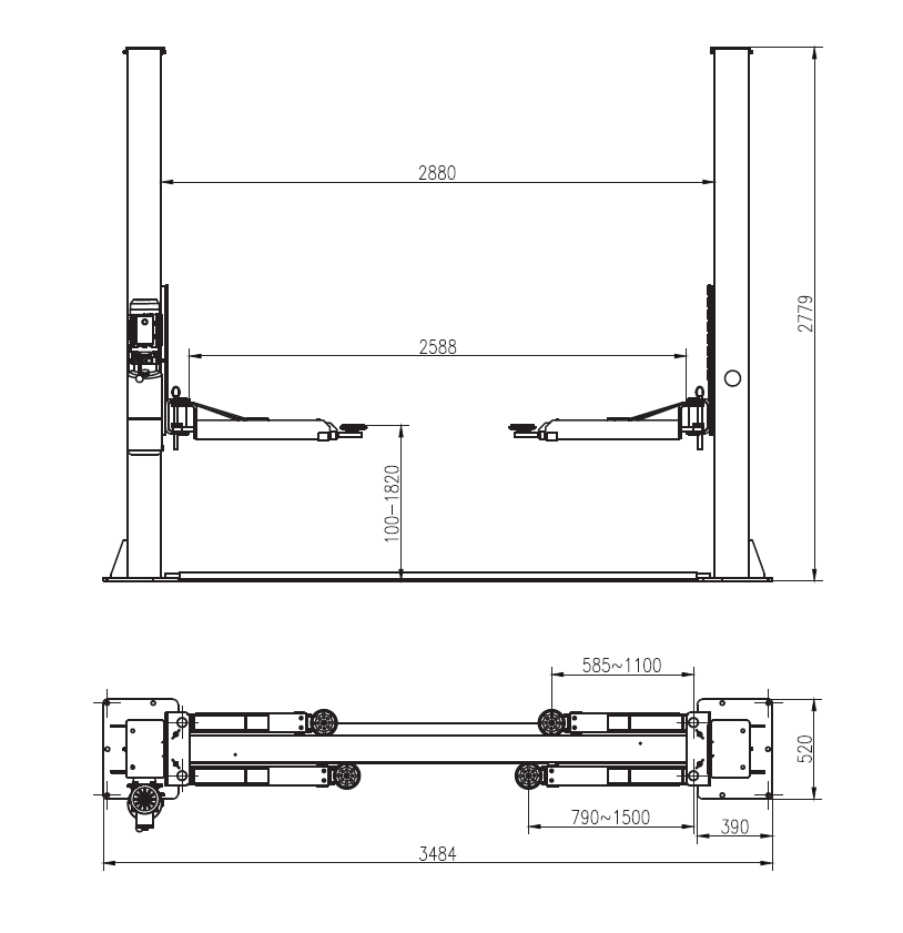EVO-40 PRO divu kolonnu pacēlājs 4000 kg EVOLUTION/230/400V
