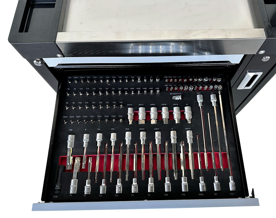 Instrumentu ratiņi EVO-258 ar 7 atvilktnēm un 258 instrumentiem