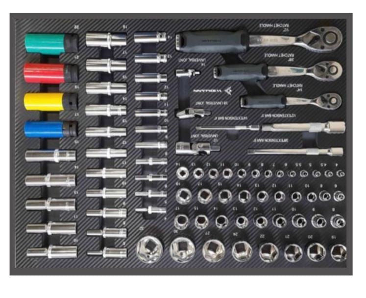 WIDMANN ULTRA TOOLS - instrumentu ratiņi ar 7 atvilktnēm un 7 pilniem 328 gab. TM8-BK