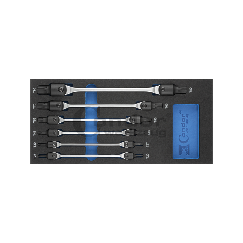 TORX atslēgu komplekts ar reversu galvu T20-T90 / ar koferi ratiņiem