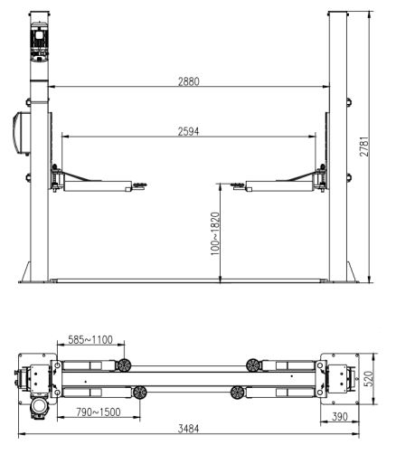 EVO-40E PRO divu kolonnu pacēlājs 4000 kg EVOLUTION/230/400V
