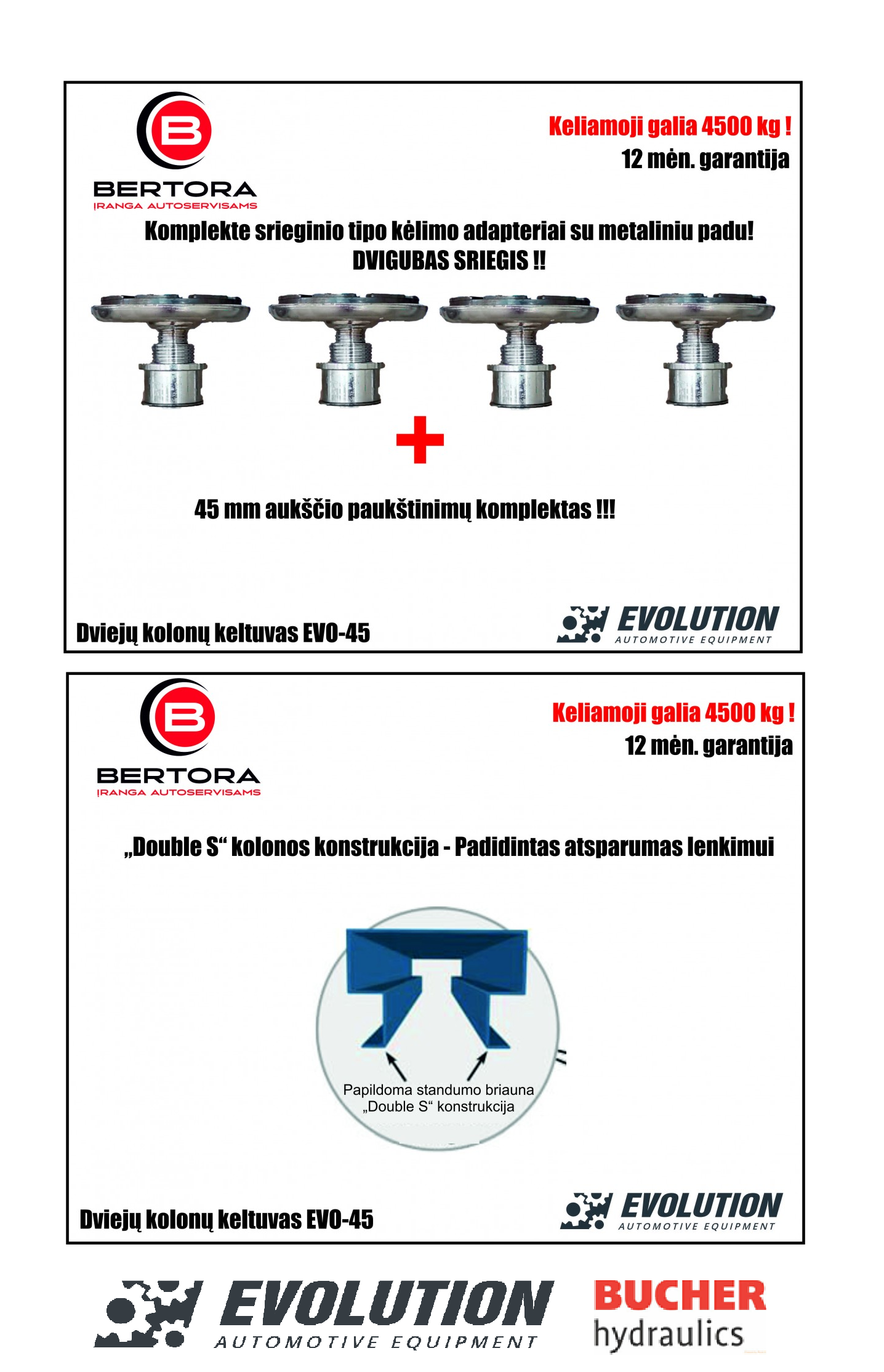 EVO-45DEH 2-statņu pacēlājs 4500kg EVOLUTION/230/400V