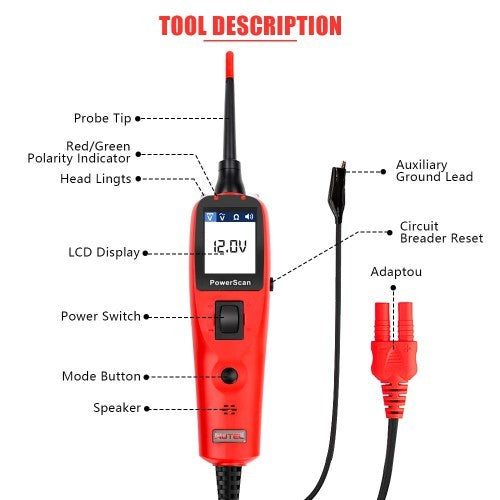 Elektrisko ķēžu testeris AUTEL PowerScan PS100
