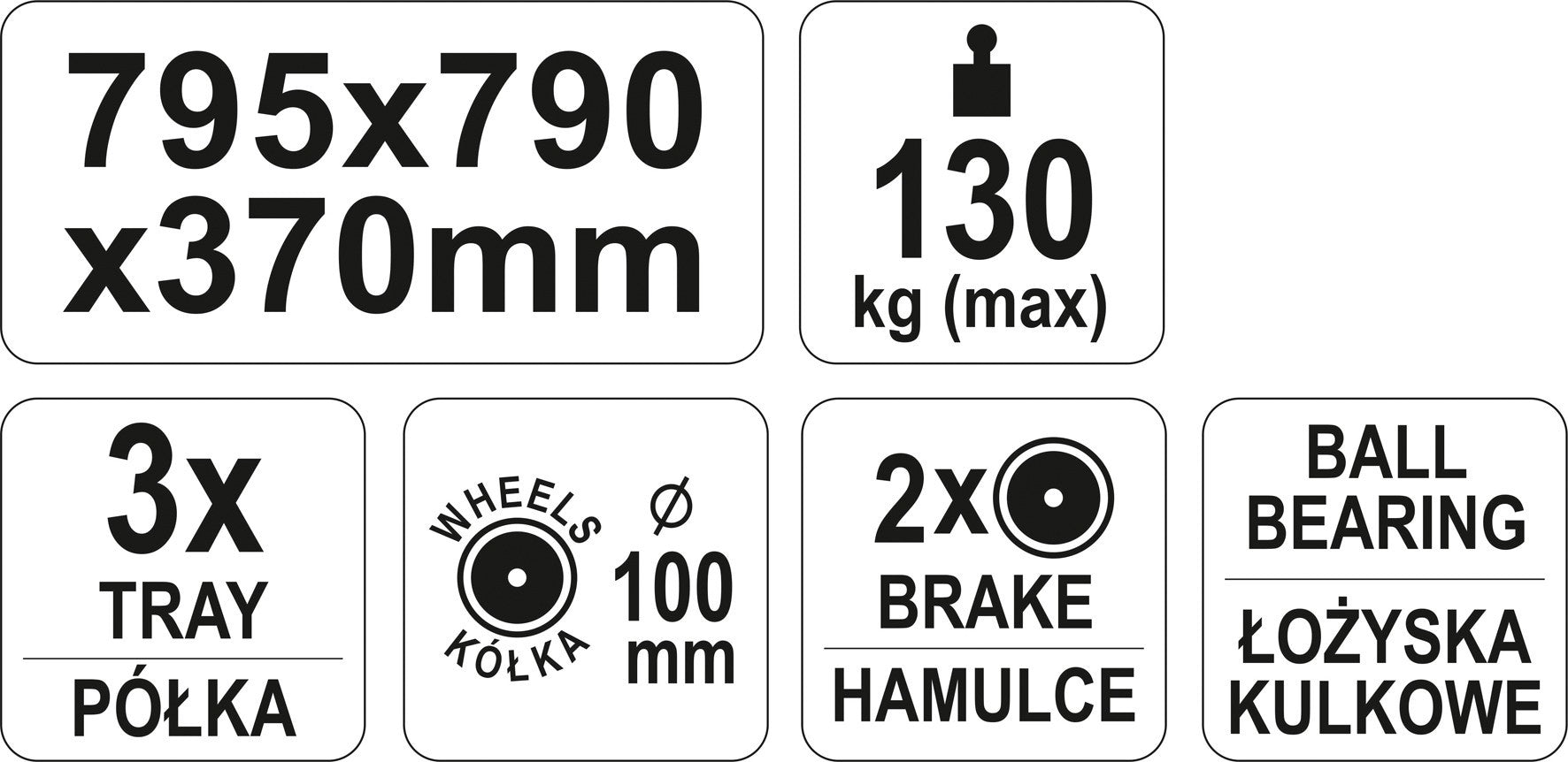 Instrumentu skapis uz riteņiem, 3 plaukti YATO