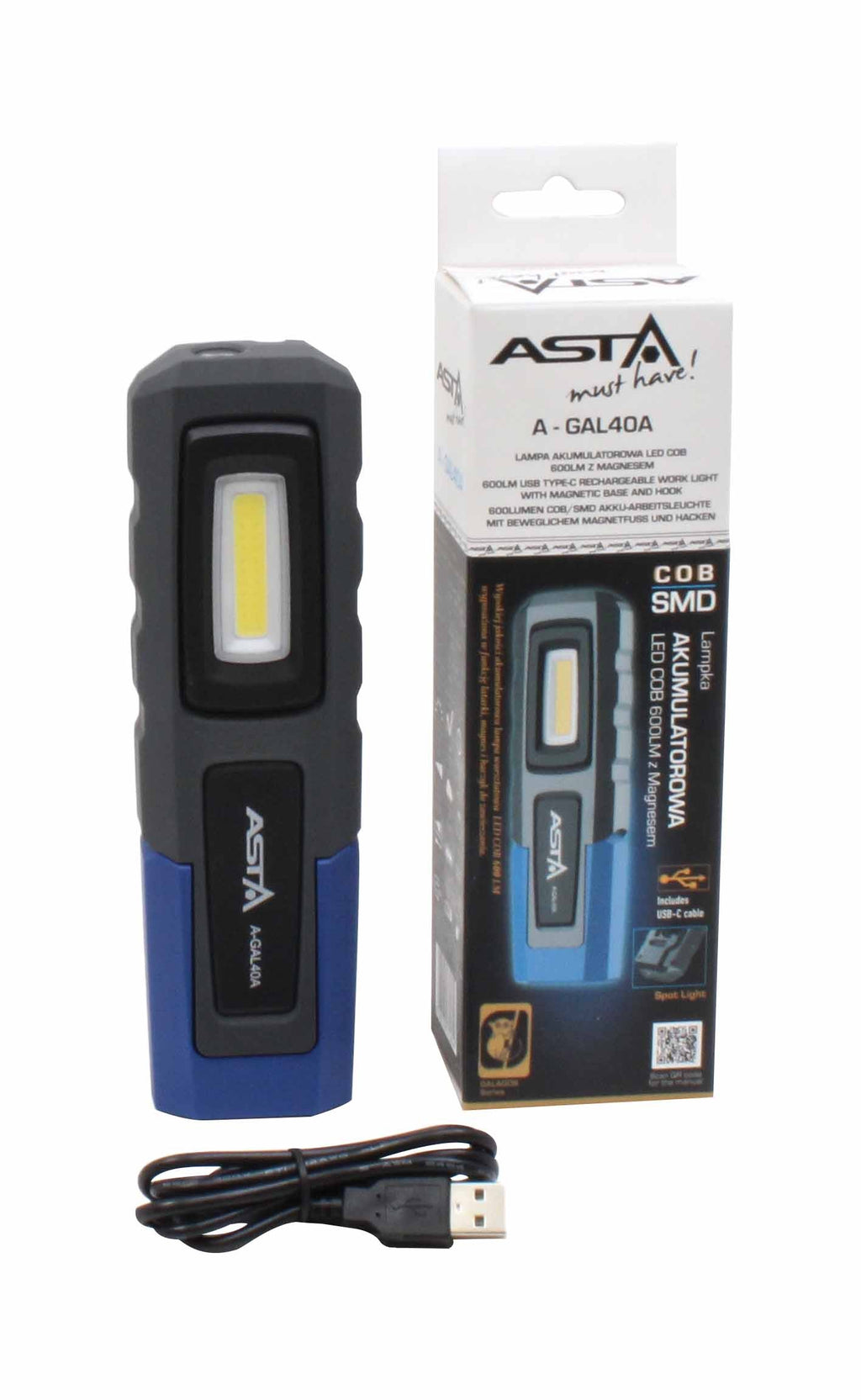 Elastīga lampa ar magnētu LED 600Lm A-GAL40A