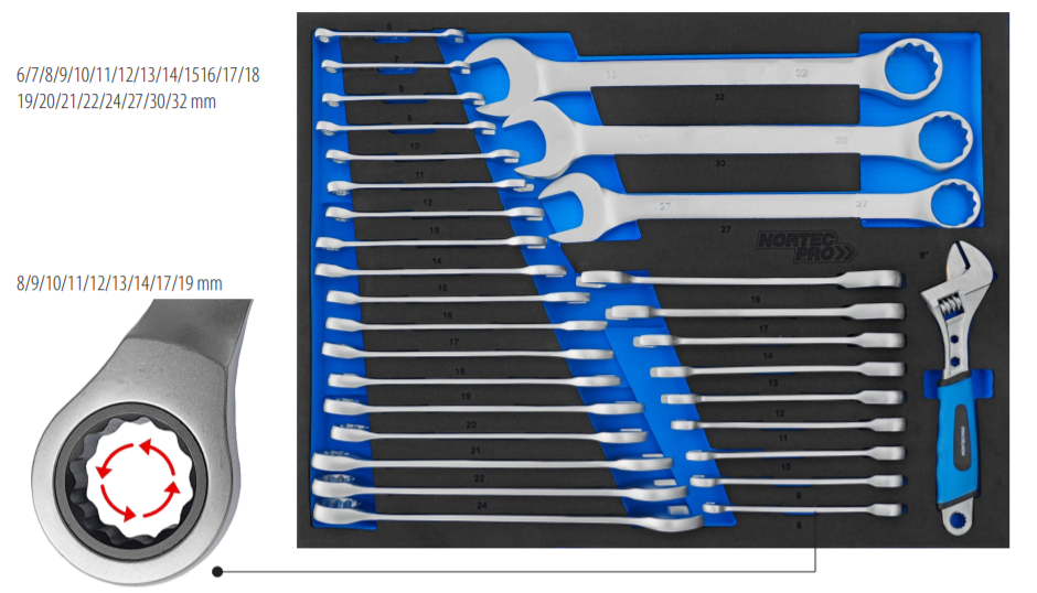 NORTEC PRO WN279 - Instrumentu ratiņi ar 7 atvilktnēm un 5 pilniem 279 gab.