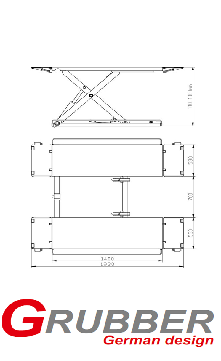Mobilais šķērveida pacēlājs GRUBBER MT-300 3.0T