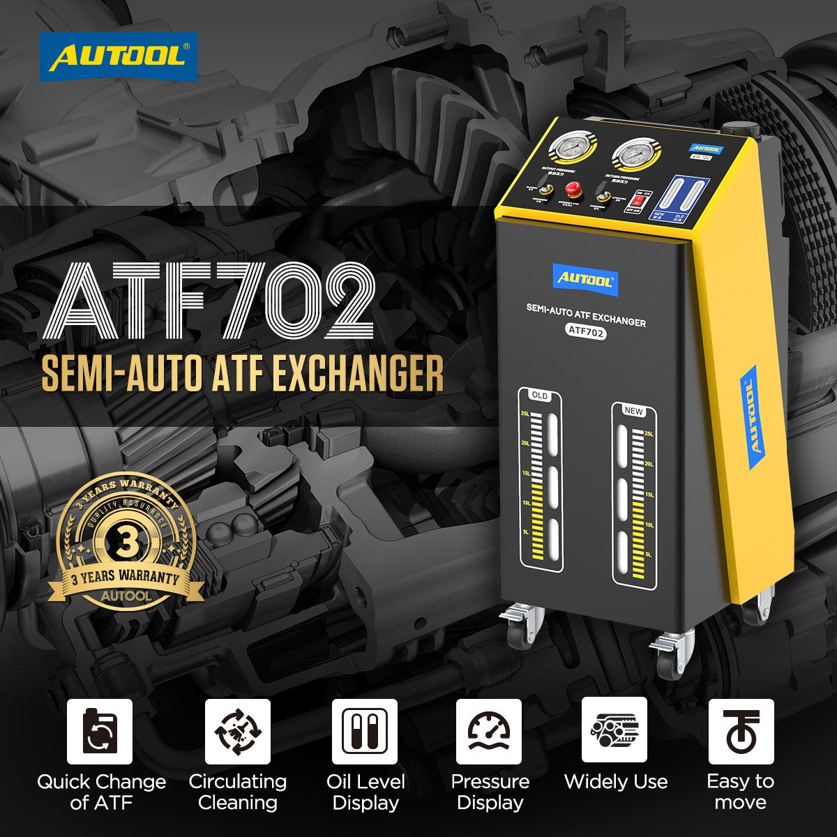 ATF702 AUTOOL pusautomātiskās transmisijas eļļas uzpildes stacija
