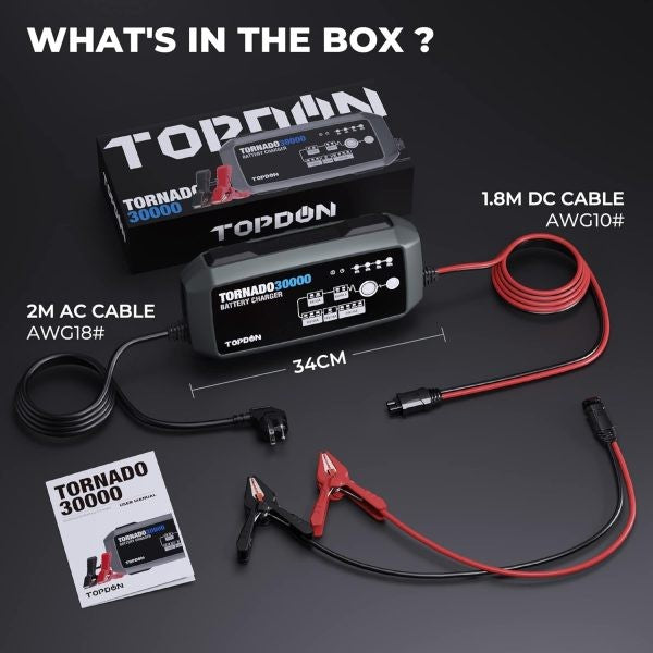 TOPDON Tornado30000 viedais akumulatora lādētājs 6V/12V/24V, 30A
